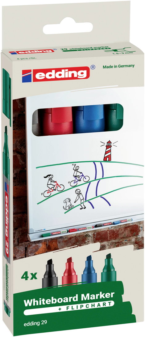 Edding Whiteboardmarker 29 EcoLine 4-29-4 Táblafilc Különböző színű 4 db