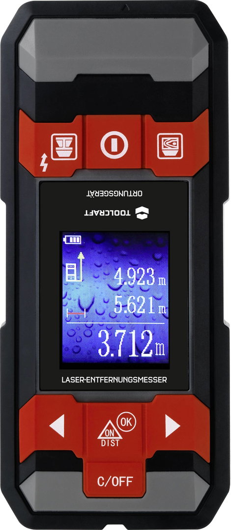Lézeres távolságmérő és fém- és vezetékkereső 100 mm, 2 az 1-ben, Toolcraft LDM D30