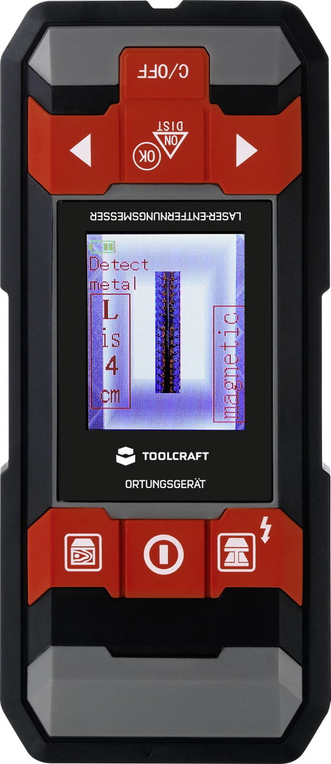Lézeres távolságmérő és fém- és vezetékkereső 100 mm, 2 az 1-ben, Toolcraft LDM D30 2. kép