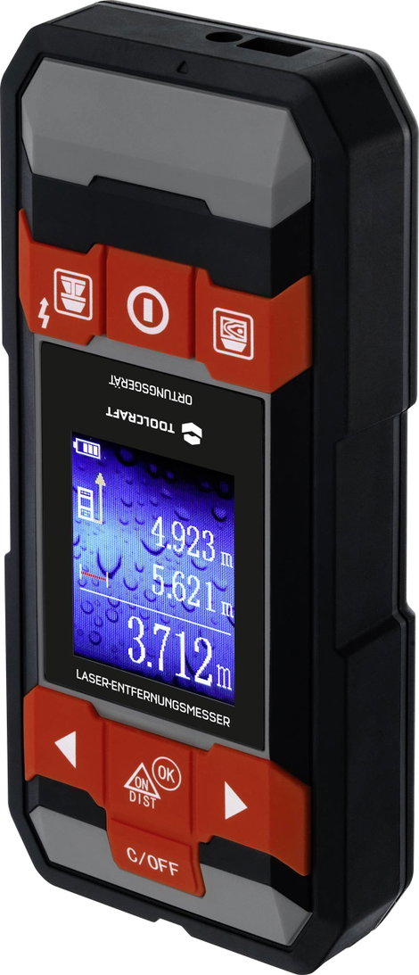 Lézeres távolságmérő és fém- és vezetékkereső 100 mm, 2 az 1-ben, Toolcraft LDM D30 3. kép