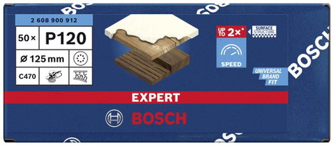 Bosch Accessories EXPERT C470 2608900912 Excenter csiszolópapír Lyukas Szemcsézet (num) 120 (Ø) 125  2. kép