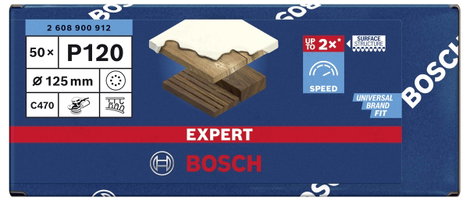 Bosch Accessories EXPERT C470 2608900912 Excenter csiszolópapír Lyukas Szemcsézet (num) 120 (Ø) 125  3. kép