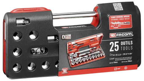 Facom Dugókulcs készlet Metrikus 1/2 (12,5 mm) 25 részes SXL.DBOX3PB 2. kép