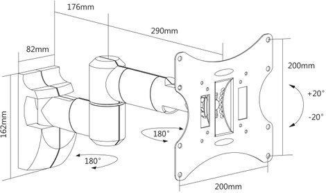 Reflecta FLEXO TV fali tartó 59,9 cm (23,6) - 106,7 cm (42) Csuklóval mozgatható 3. kép