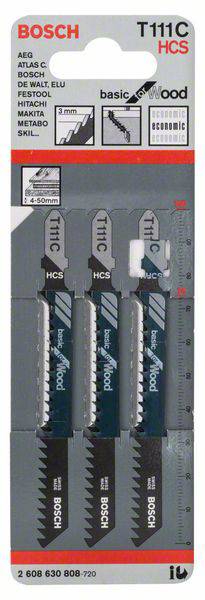 Bosch Accessories 2608630808 Szúrófűrészlap T 111 C - Basic for Wood 3 db 2. kép