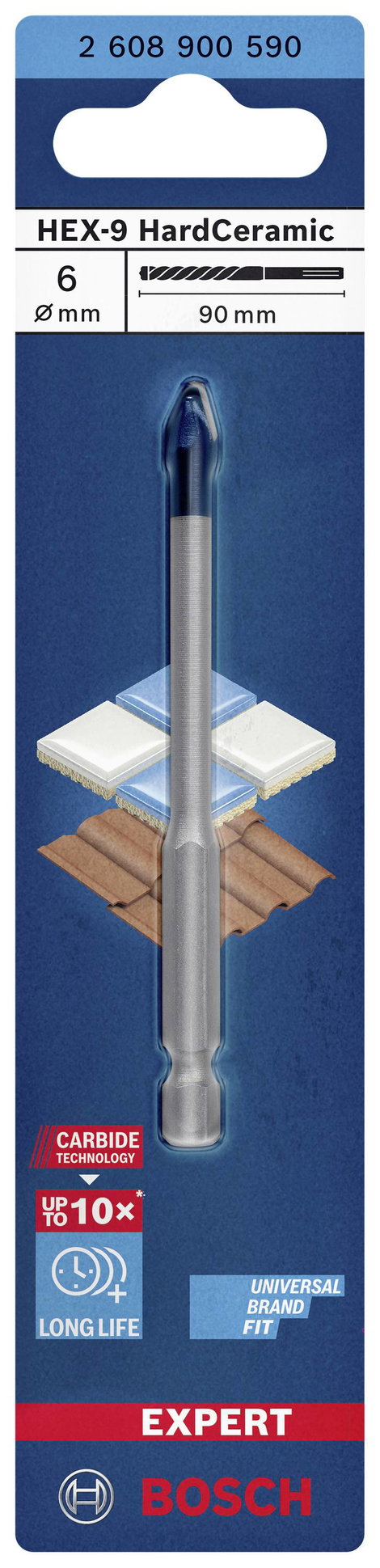 Bosch Accessories EXPERT HEX-9 HardCeramic 2608900590 Csempefúró 1 db 6 mm Teljes hossz 90 mm Hatlap 2. kép