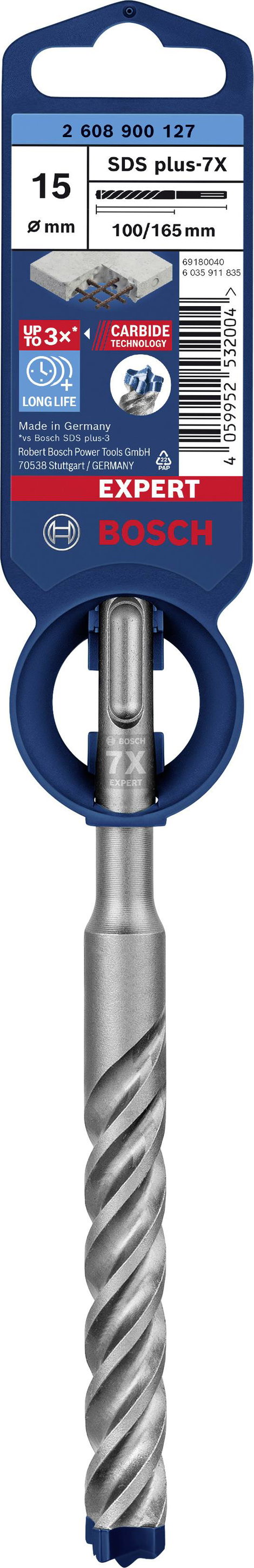 Bosch Accessories EXPERT SDS plus-7X 2608900127 Kalapácsfúró 1 db 15.00 mm Teljes hossz 165 mm SDS-P 2. kép