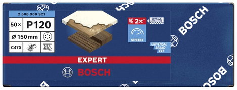 Bosch Accessories EXPERT C470 2608900921 Excenter csiszolópapír Lyukas Szemcsézet 120 (Ø) 150 mm 50 2. kép