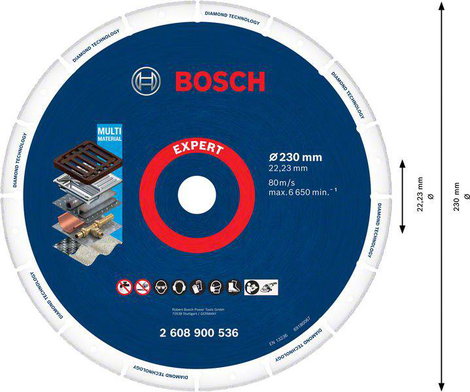 Bosch Accessories 2608900536 M14 Gyémánt bevonatú vágótárcsa Ø 230 mm Furat átmérő 22.23 mm 1 db 4. kép