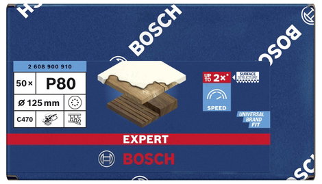 Bosch Accessories EXPERT C470 2608900910 Excenter csiszolópapír Lyukas Szemcsézet (num) 80 (Ø) 125 m 3. kép