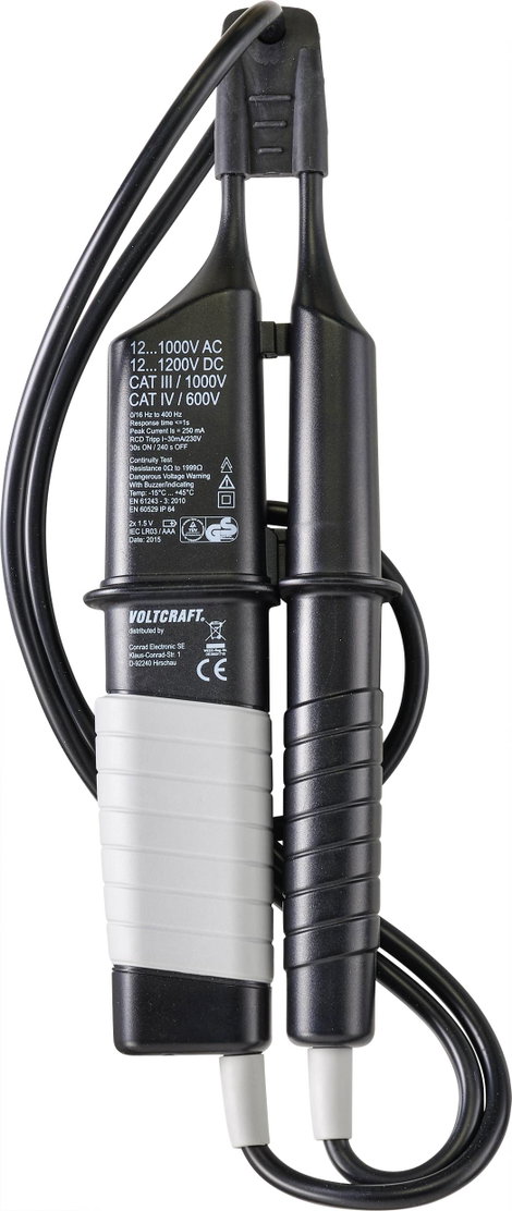 Kétpólusú feszültségvizsgáló CAT III 1000 V CAT IV 600 V akusztikus, LCD, LED, Voltcraft VC-65 SE 2. kép