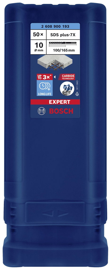 Bosch Accessories EXPERT SDS plus-7X 2608900193 Kalapácsfúró 50 részes 10.00 mm Teljes hossz 165 mm  2. kép
