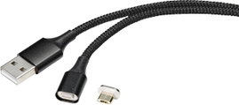 Renkforce USB kábel USB 2.0 USB-A dugó, USB mikro B dugó 1.00 m Fekete mágneses dugó RF-4746074