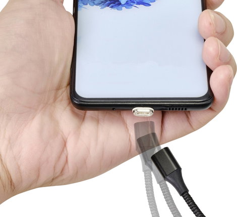 Renkforce USB kábel USB 2.0 USB-A dugó, USB mikro B dugó 1.00 m Fekete mágneses dugó RF-4746074 3. kép