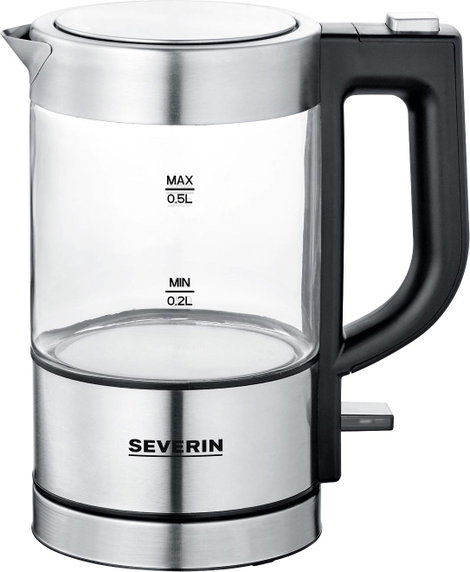 Severin 3472 Vízforraló Zsinór nélküli, Túlhevülés elleni védelem Nemesacél (matt), Fekete