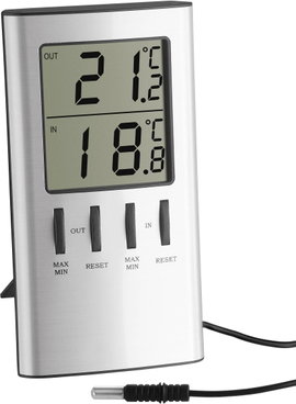 Digitális külső-/belső hőmérő, ezüst, TFA 30.1027