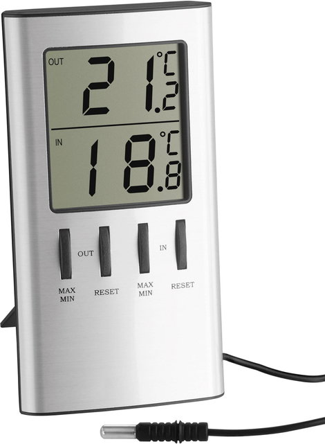 Digitális külső-/belső hőmérő, ezüst, TFA 30.1027