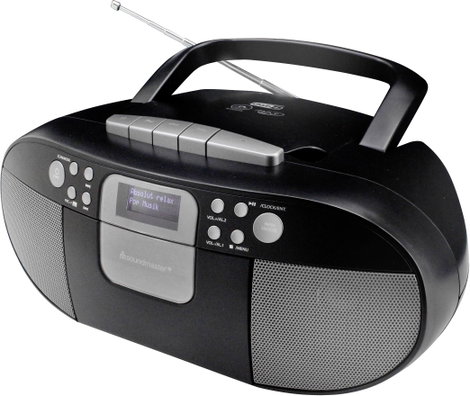 soundmaster SCD7800SW Kazettás rádió DAB+, URH AUX, CD, Kazetta, USB Ébresztő funkció Fekete