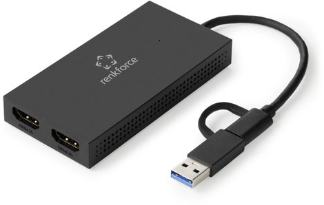 4K külső grafikuskártya, HDMI USB-C USB A 3.0, Renkforce RF-VDA-301 2. kép