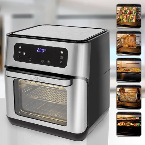 Profi Cook PC-FR 1200 H Forrólevegős fritőz 1500 W Fekete/nemesacél 2. kép