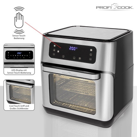 Profi Cook PC-FR 1200 H Forrólevegős fritőz 1500 W Fekete/nemesacél 9. kép