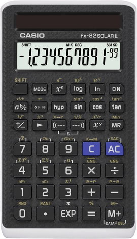 Casio FX-82SOLARII Iskolai számológép Napenergiával üzemeltetett Fekete Kijelző (számjegy): 10