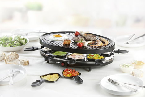 DOMO DO9038G Raklett Grillező funkció, Tapadásmentes bevonat, Visszajelző lámpa, 8 edény Fekete 3. kép