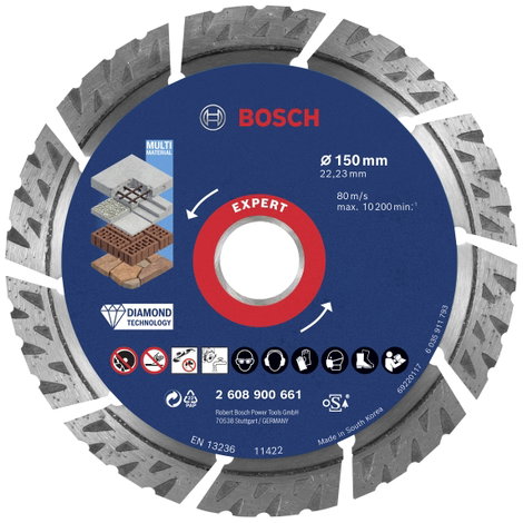 Bosch Accessories 2608900661 EXPERT MultiMaterial Gyémánt bevonatú vágótárcsa Ø 150 mm Furat átmérő