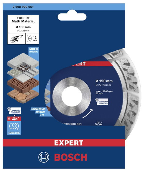 Bosch Accessories 2608900661 EXPERT MultiMaterial Gyémánt bevonatú vágótárcsa Ø 150 mm Furat átmérő 3. kép