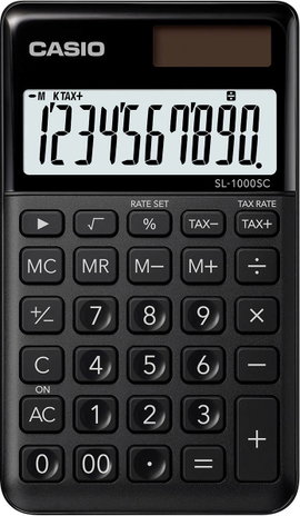 Casio SL-1000SC-BK Zsebszámológép Napenergiával üzemeltetett, Elemekről üzemeltetett Fekete Kijelző 