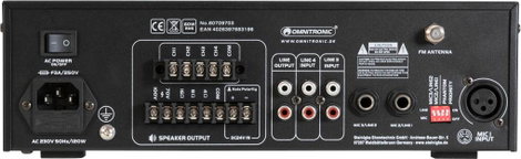 Omnitronic CPZ-60P ELA ELA erősítő 60 W 4 csatornás 4 zóna 3. kép