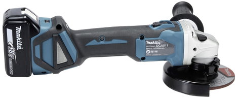Makita Akku-Winkelschleifer 18V 2x5Ah DGA511RTJ m.LG im MACPAC DGA511RTJ Akkus sarokcsiszoló 125 mm 6. kép