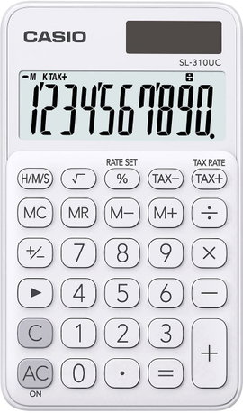 Casio SL-310UC Zsebszámológép Napenergiával üzemeltetett, Elemekről üzemeltetett Fehér Kijelző (szám