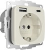 2USB 2U-449382 Földelt csatlakozó aljzat Gyermekvédelem, USB töltőkimenettel IP20 Krémfehér (fényes) bélyegkép