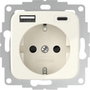 2USB 2U-449382 Földelt csatlakozó aljzat Gyermekvédelem, USB töltőkimenettel IP20 Krémfehér (fényes) 2. bélyegkép