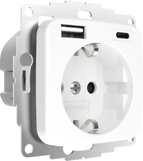 2USB 2U-449368 Földelt csatlakozó aljzat Gyermekvédelem, USB töltőkimenettel IP20 Tiszta fehér (fény
