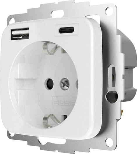 2USB 2U-449368 Földelt csatlakozó aljzat Gyermekvédelem, USB töltőkimenettel IP20 Tiszta fehér (fény 3. kép