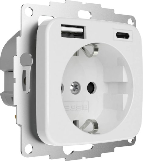 2USB 2U-449368 Földelt csatlakozó aljzat Gyermekvédelem, USB töltőkimenettel IP20 Tiszta fehér (fény 5. kép