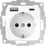 2USB 2U-449368 Földelt csatlakozó aljzat Gyermekvédelem, USB töltőkimenettel IP20 Tiszta fehér (fény 6. bélyegkép