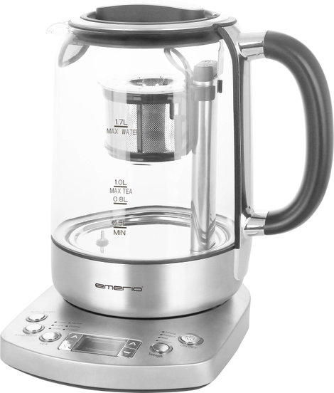 EMERIO WK-122248 Vízforraló Zsinór nélküli, BPA mentes, Kijelzővel Ezüst, Fekete