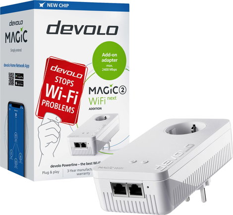 Devolo Magic 2 WiFi next Powerline WLAN bővítő adapter 8610 DE, AT, NL, EU Powerline, WLAN 2400 MBit