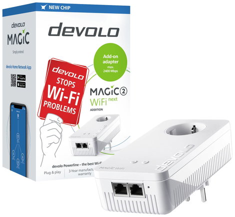Devolo Magic 2 WiFi next Powerline WLAN bővítő adapter 8610 DE, AT, NL, EU Powerline, WLAN 2400 MBit 4. kép
