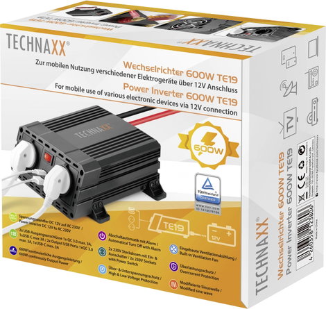 Technaxx Inverter TE19 600 W 12 V/DC - 230 V/AC 7. kép