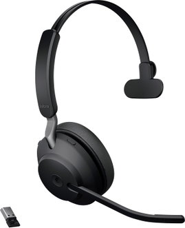 Jabra Evolve2 65 monaural Telefon On Ear headset Bluetooth® Mono Fekete Hangerő szabályozás, Elemtöl
