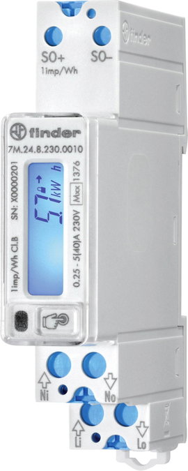 Finder 7M.24.8.230.0010 Váltóáram fogyasztásmérő digitális 40 A MID konform: Igen 1 db