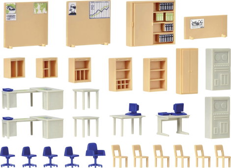 Kibri 38654 H0 dekorációs készlet irodabútor Kész modell