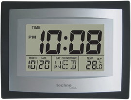 Digitális jumbo kvarc falióra, 35 x 220 x 170 mm, fekete/ezüst, Techno Line WS 8004