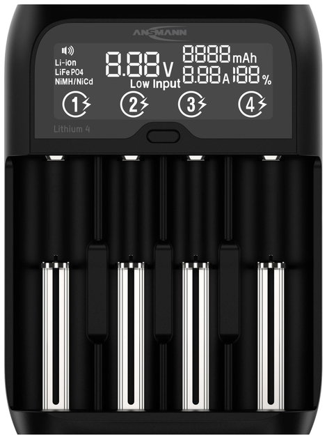 Ansmann Lithium 4 Hengeres akku töltő LiFePO, Lítiumion, NiCd, NiMH 10340, 10350, 10440, 10500, 1035 3. kép
