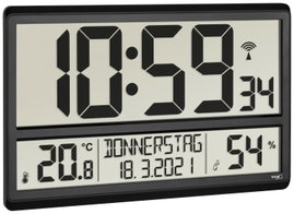 TFA Dostmann 60.4520.01 Rádiójel vezérlésű Falióra 360 mm x 28 mm x 235 mm Fekete Nagy kijelző