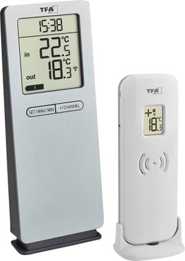 TFA Dostmann Funk-Thermometer LOGOneo Vezeték nélküli digitális hőmérő Ezüst